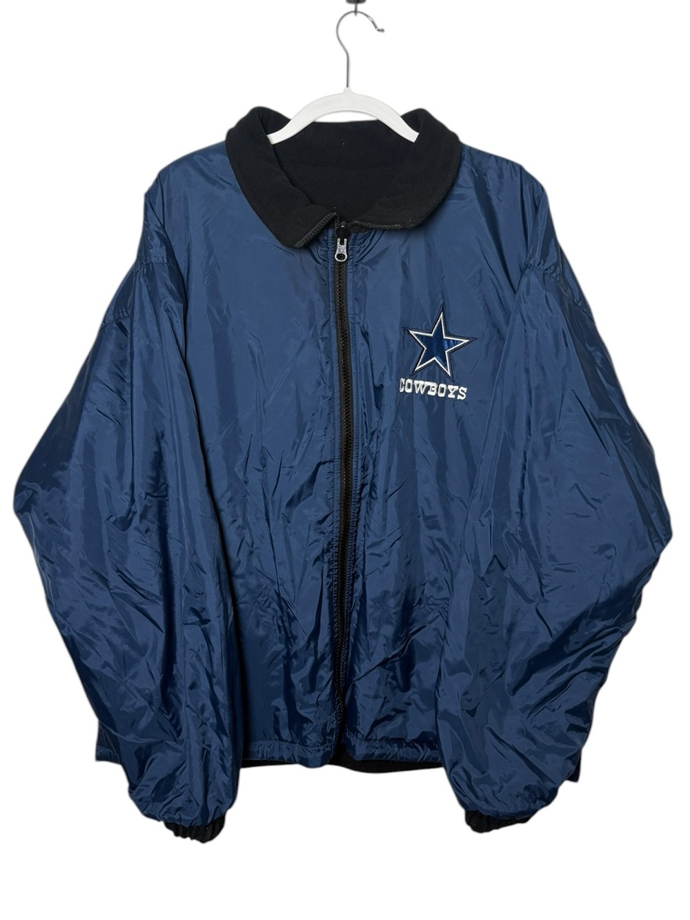 Vintage Dallas Cowboys Reversible Fleece Windbreaker Jacket Large NFL Pro Player